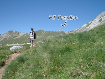 ½ time fra liften til Rif. Paradiso (2150m)